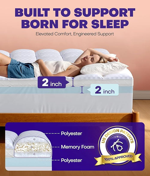 Mattress Topper for Pressure Relief with 4X Support